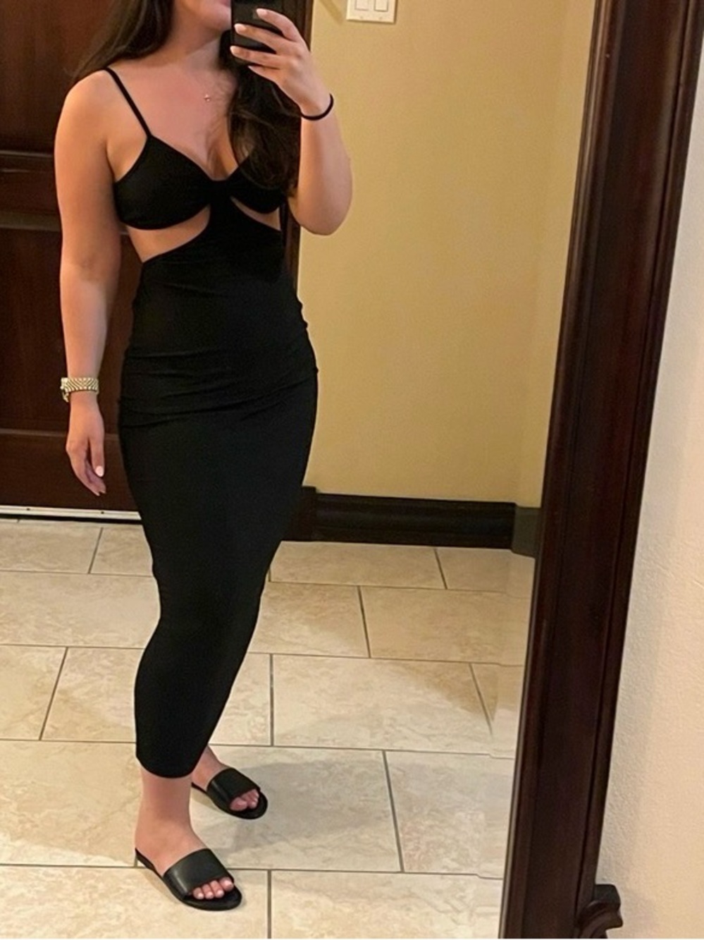 Black Cutout Tie-Front Maxi Dress - Women